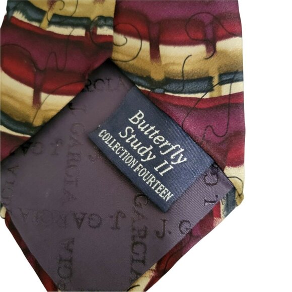 J Garcia Butterfly Study II Silk Tie Abstract Striped Mens Necktie Business - Picture 3 of 5